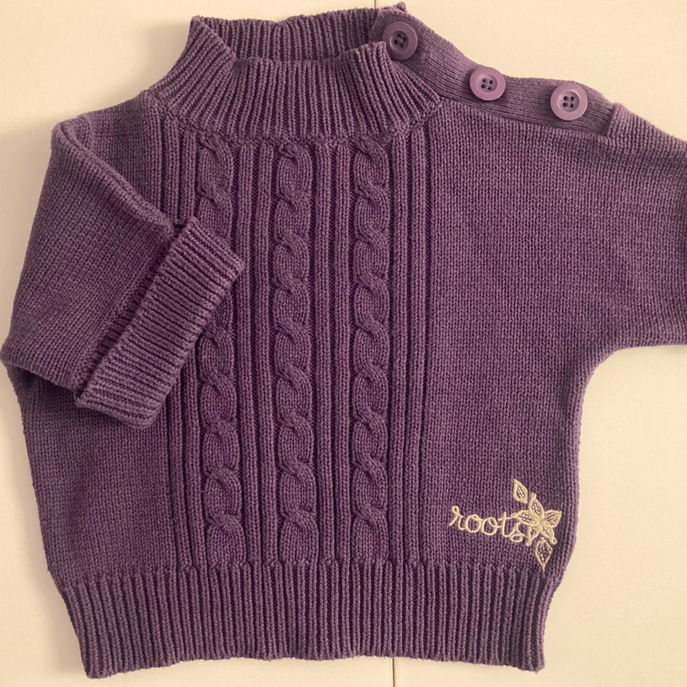 🇨🇦 Roots purple cable-knit sweater, 2T